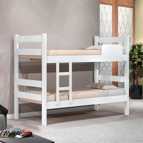 Beliche Solteiro Móveis Prisma Plus C/ Escada e Proteção - Branco