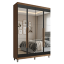 Ver imagem 3 de Guarda-Roupa Solteiro com Pés 4 Portas Batentes com Espelhos Rustic/Preto/Rustic Venus Madesa