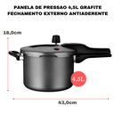 Ver imagem 4 de Panela de Pressão Mta Externa Antiaderente c/Visor 4,5L Grafite 6600 - Cinza