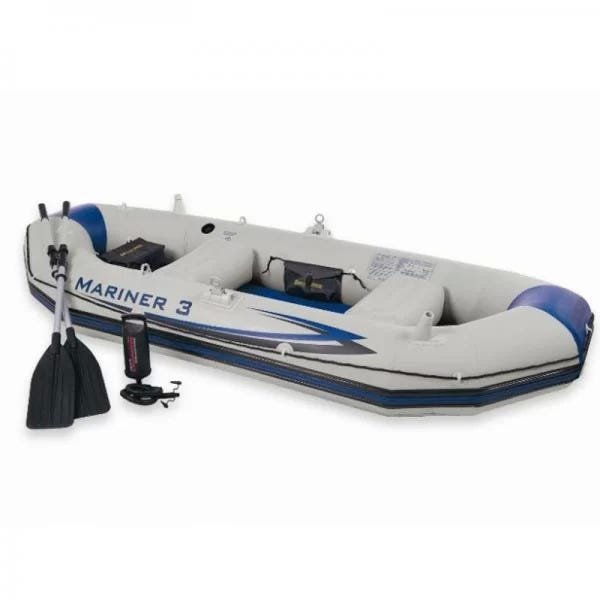 Bote Inflável Intex Mariner 3 com Par Remos Bomba Barco Pesca e Suporte Motor - 3