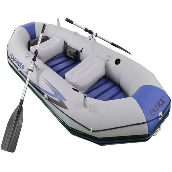 Bote Inflável Intex Mariner 3 com Par Remos Bomba Barco Pesca e Suporte Motor - 2