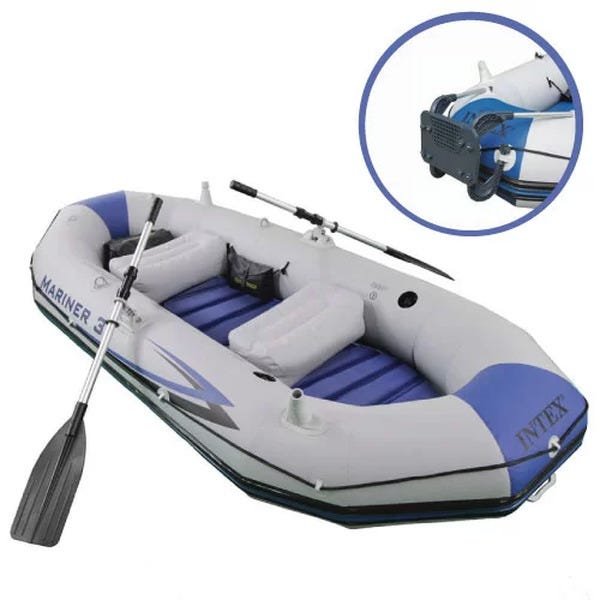 Bote Inflável Intex Mariner 3 com Par Remos Bomba Barco Pesca e Suporte Motor