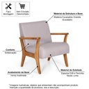 Ver imagem 7 de Conjunto de Poltronas Estofadas para Sala em Madeira Maciça Cléo Cinza Claro - Straub Web