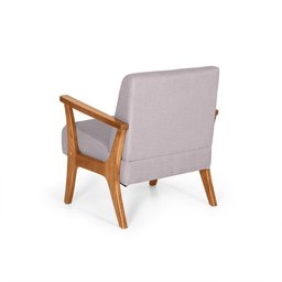Conjunto de Poltronas Estofadas para Sala em Madeira Maciça Cléo Cinza Claro - Straub Web - 3