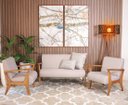 Ver imagem 1 de Conjunto de Poltronas Estofadas para Sala em Madeira Maciça Cléo Cinza Claro - Straub Web