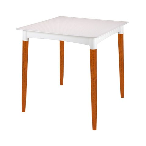 Mesa Tramontina Laura Rattan 70 Cm Polipropileno Branco Pernas Madeira