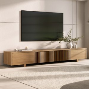 Rack para Tv até 75 Polegadas 210cm Portas Ripadas Aruá CabeCasa MadeiraOriginals