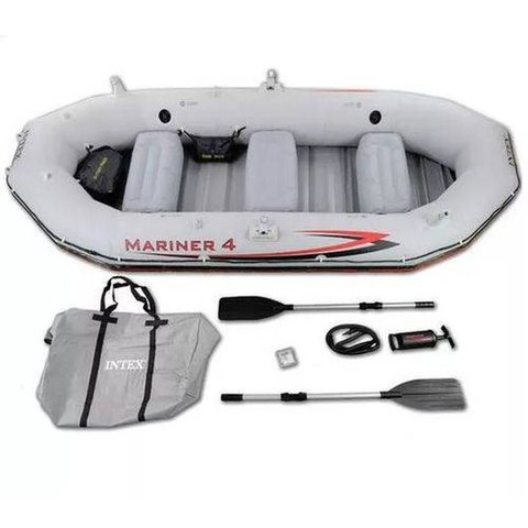 Bote MARINER 4 Intex #68376 04 Pessoas Fundo Rígido Remos Bomba