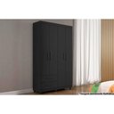 Ver imagem 1 de Guarda Roupa 4 Portas e 2 Gavetas Canadá Preto Fosco - Conquista