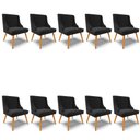 Ver imagem 1 de Kit 10 Cadeiras Estofadas para Sala de Jantar Pés Palito Lia Suede Preto - Ibiza