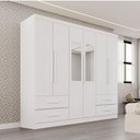 Ver imagem 1 de Guarda-roupa Casal Balder Premium 6 Portas 4 Gavetas com Espelho Branco - Pnr Móveis