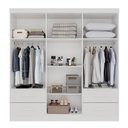 Ver imagem 2 de Guarda-roupa Casal Balder Premium 6 Portas 4 Gavetas com Espelho Branco - Pnr Móveis