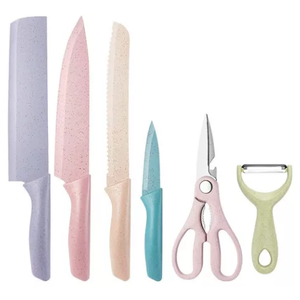 Jogo de Facas Coloridas Tesoura 6 Peças Kit Cozinha Chef