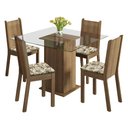 Ver imagem 2 de Conjunto Sala de Jantar Madesa Magda Mesa Tampo de Vidro com 4 Cadeiras Rustic/lírio Bege Cor:rustic