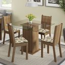 Ver imagem 1 de Conjunto Sala de Jantar Madesa Magda Mesa Tampo de Vidro com 4 Cadeiras Rustic/lírio Bege Cor:rustic