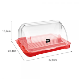 Porta Pão Acrílico Suporte Guarda Armazena Pães Com Tampa Retrátil Transparente UZ Utilidades Cesto  - 3