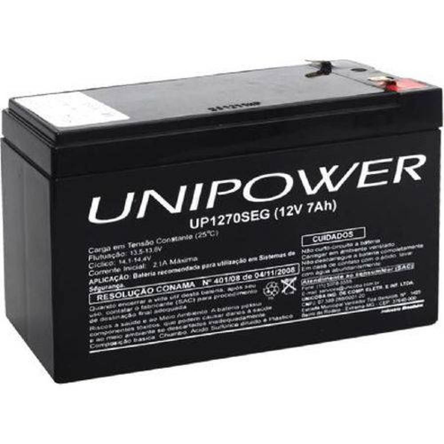 Bateria 12v 7,0 ah(up1270seg)f187, destinada ao mercado de segurança - 2