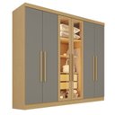 Ver imagem 4 de Guarda-Roupa Casal Reflecta com LED 06 Portas 02 Gavetas França Cinza/Jequitibá/Granizo