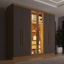 Ver imagem 3 de Guarda-Roupa Casal Reflecta com LED 06 Portas 02 Gavetas França Cinza/Jequitibá/Granizo