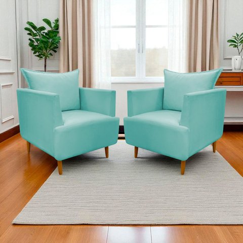 Kit 2 Poltronas Decorativa para Sala Recepção Escritório Consultório Reforçada Eliza Tecido Suede