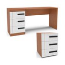 Ver imagem 1 de Conjunto Escritório Escrivaninha e Mesa Auxiliar 3 Gavetas 40cm Lisboa Politorno Móveis