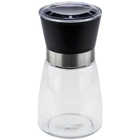 Kit 20 Moedores de Sal e Pimenta Vidro 170ml Moinho Cerâmica Tampa Plástica Preta Temperos Lyor