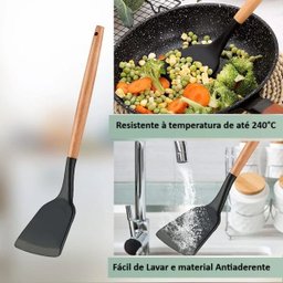 Colher de Silicone Duplo 32cm com Cabo de Madeira Oikos - 3