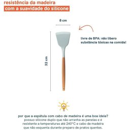 Colher de Silicone Duplo 32cm com Cabo de Madeira Oikos - 5