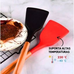 Colher de Silicone Duplo 32cm com Cabo de Madeira Oikos - 4