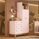 Ver imagem 2 de Guarda Roupa Infantil Flora com Comoda Rosa Acetinado - Qmovi