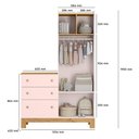 Ver imagem 5 de Guarda Roupa Infantil Flora com Comoda Rosa Acetinado - Qmovi
