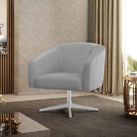 Poltrona Sala Decorativa Stella Base Giratória Cromada Sintético D03 - D’Rossi