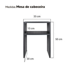 Mesa de Cabeceira Cama Solteiro Quarto Sala 35cm Preto - 3