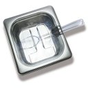 Ver imagem 2 de Conj 9 Cuba Gastronômica em Inox 1/6x65 Mm 900 Ml + Tampa Policarbonato com Abertura + Colher 210 Cm