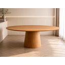 Ver imagem 1 de Mesa de Jantar Oval 140x90cm em MDF Freijó - Base Cone