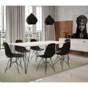 Ver imagem 1 de Conjunto De Mesa Eames Clips De Ferro Preto Tampo Branco 135x75 6 Cadeiras Preta Assento Preto