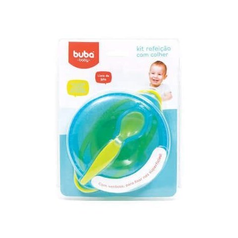 Kit Refeição com Colher para Bebê Azul - Buba