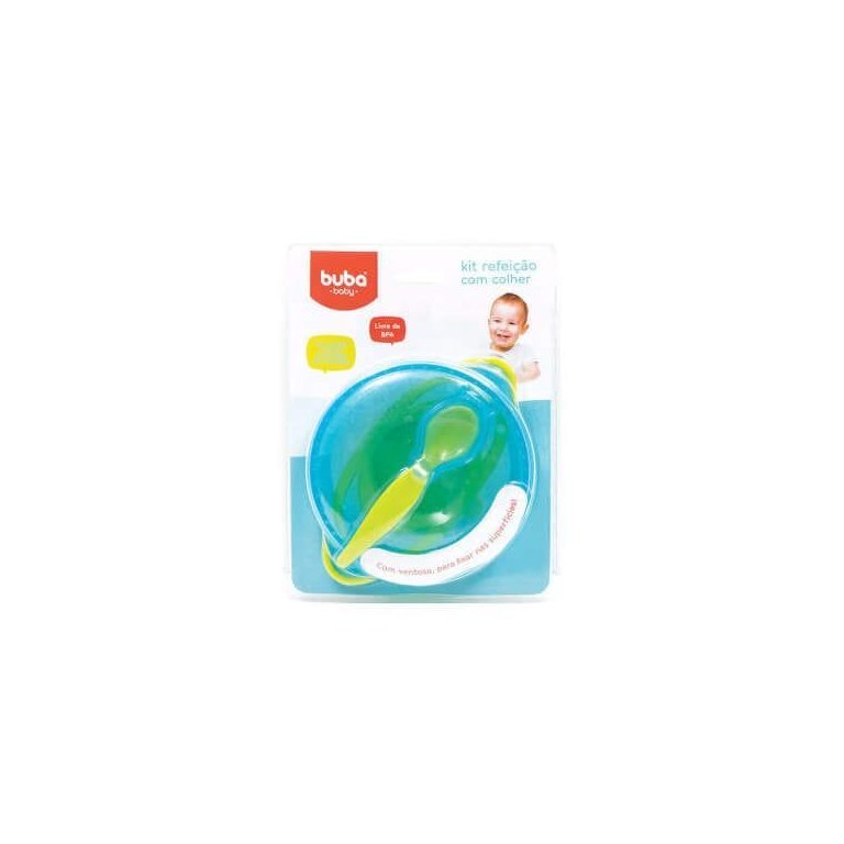 Kit Refeição com Colher para Bebê Azul - Buba