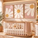 Ver imagem 3 de Kit 3 Quadros Infantil Flores Girassol Quarto Bebê 40x60 Moldura Madeira NO1