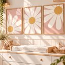 Ver imagem 2 de Kit 3 Quadros Infantil Flores Girassol Quarto Bebê 40x60 Moldura Madeira NO1
