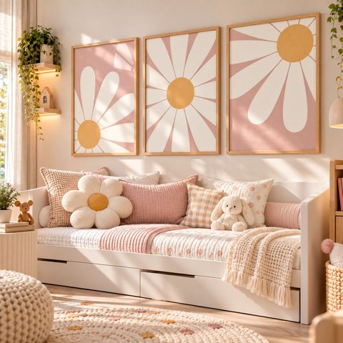 Kit 3 Quadros Decorativos Infantil Flores Girassol NO1
