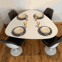 Ver imagem 4 de Mesa de Jantar Orgânica 120x123cm Tampo Laca Branca Base Freijó Personal Moveis Design Mesa de Janta