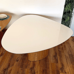 Mesa de Jantar Orgânica 120x123cm Tampo Laca Branca Base Freijó Personal Moveis Design Mesa de Janta - 2