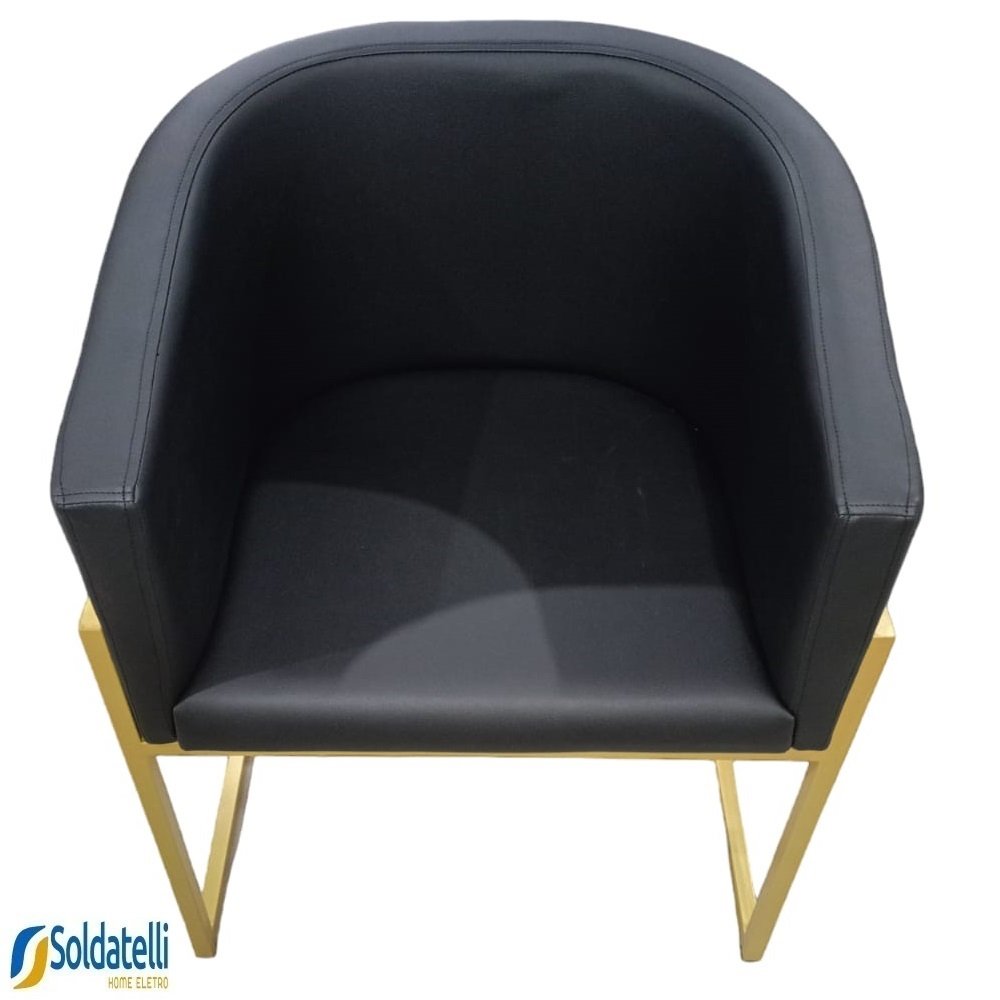 Cadeira Gold Estofado Várias Cores Base Aço Preto Fosco - Datelli Design - 4