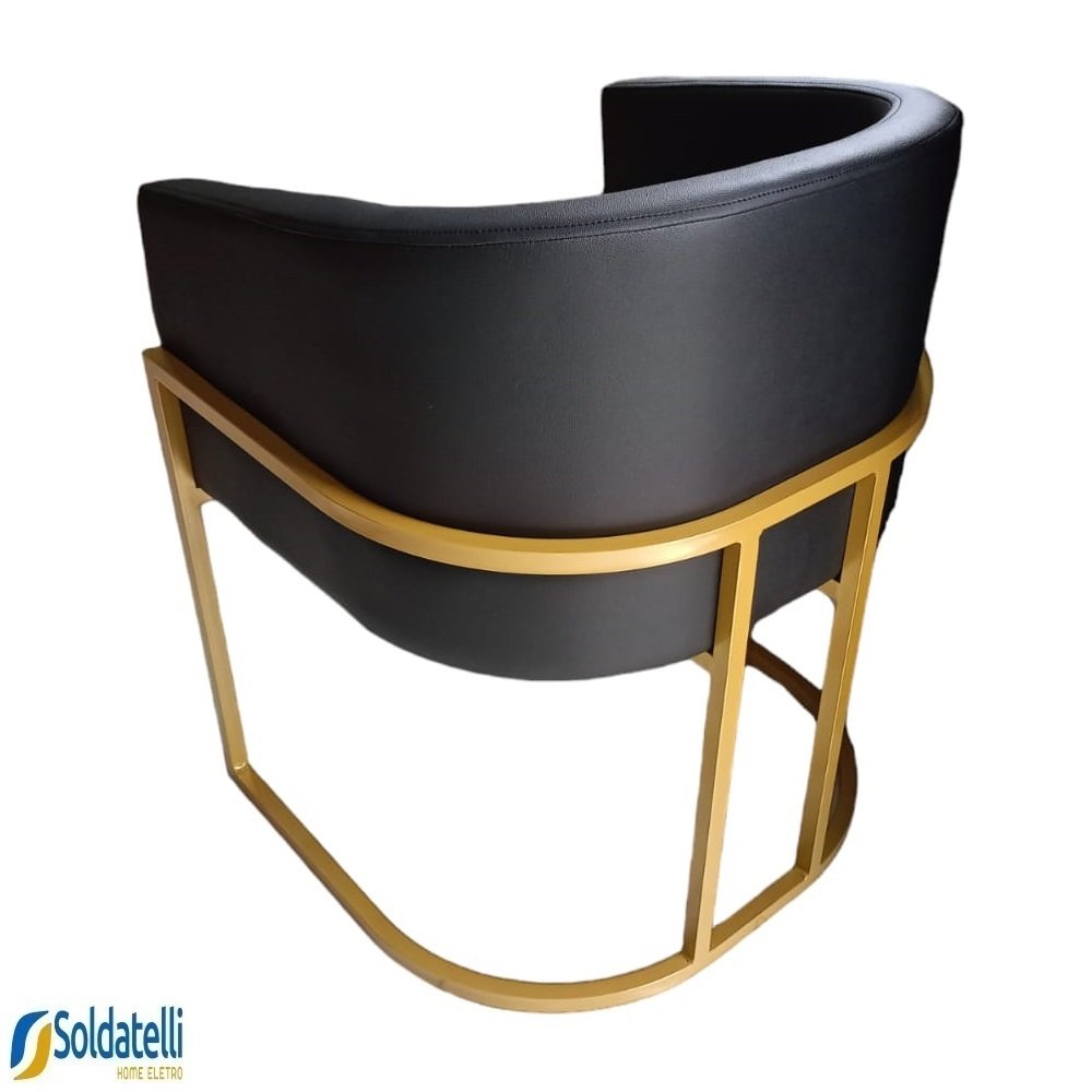 Cadeira Gold Estofado Várias Cores Base Aço Preto Fosco - Datelli Design - 5