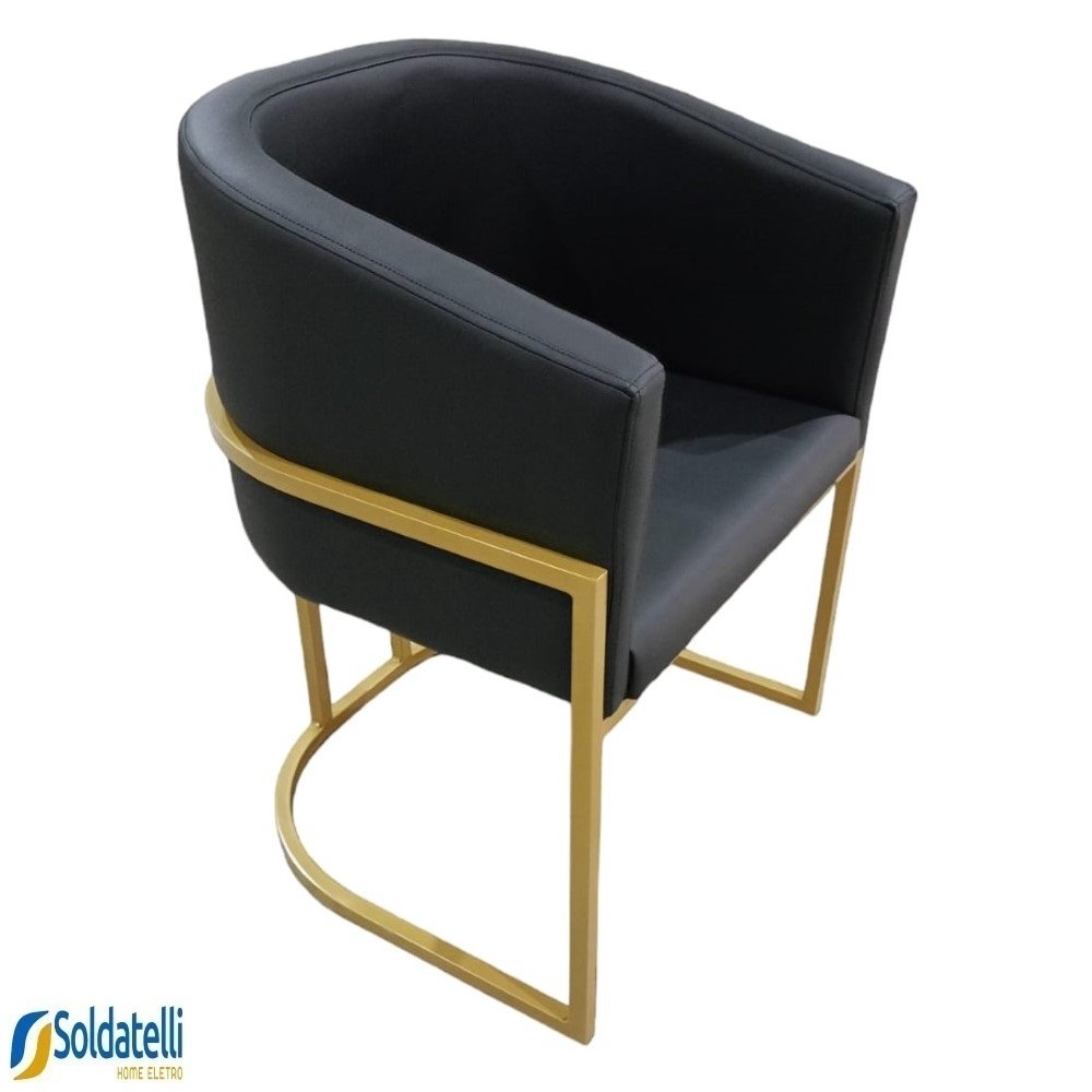 Cadeira Gold Estofado Várias Cores Base Aço Preto Fosco - Datelli Design - 1
