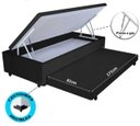 Ver imagem 1 de Cama Box Baú Solteiro Com Auxiliar Suede Preto (Espuma só na Auxiliar)