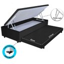 Ver imagem 1 de Cama Box Baú Solteiro Com Auxiliar Suede Preto (Espuma só na Auxiliar)