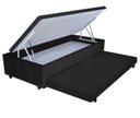 Ver imagem 3 de Cama Box Baú Solteiro Com Auxiliar Suede Preto (Espuma só na Auxiliar)