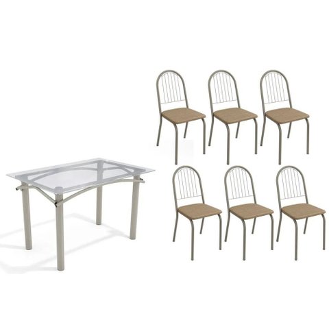 Mesa Cozinha Elba 120 + 6 Cad Noruega Niquel/Cap Kappesberg